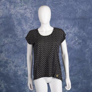 Michael by Michael Kors Black Geometric Print Top Sz M